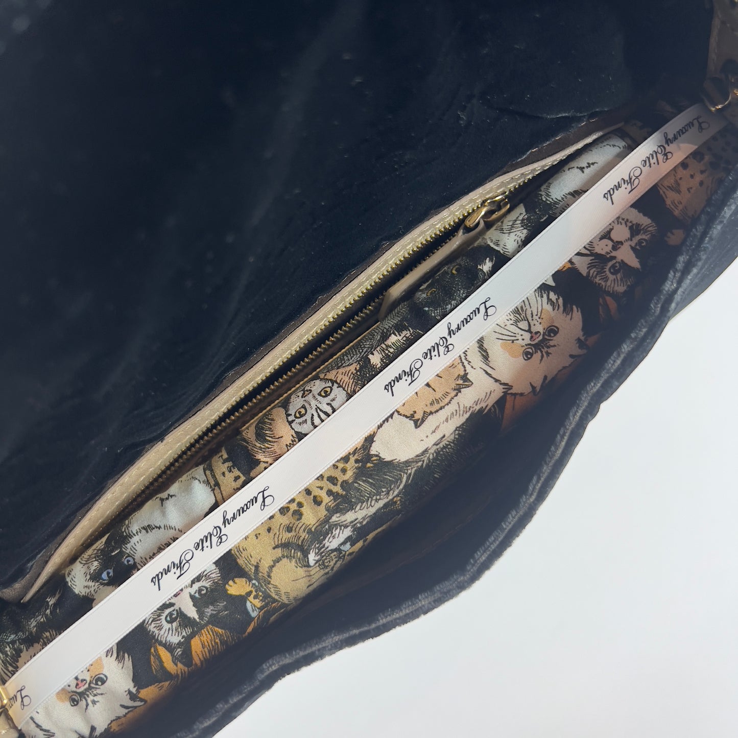 Fendi Black Velvet Gold Tassel Baguette