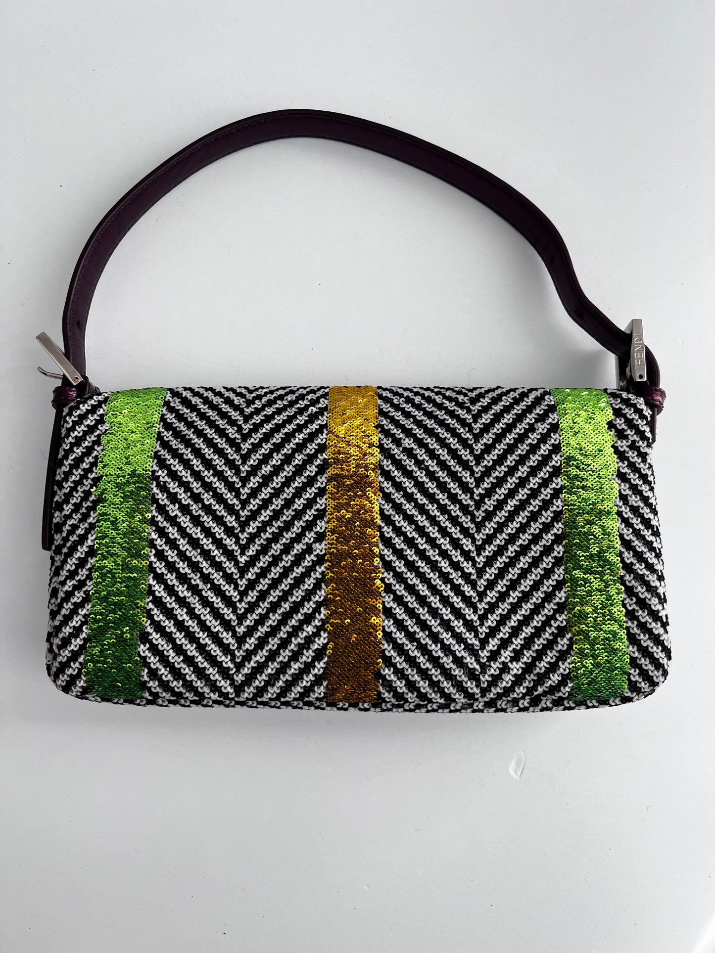 Fendi colorful sequin tweed baguette