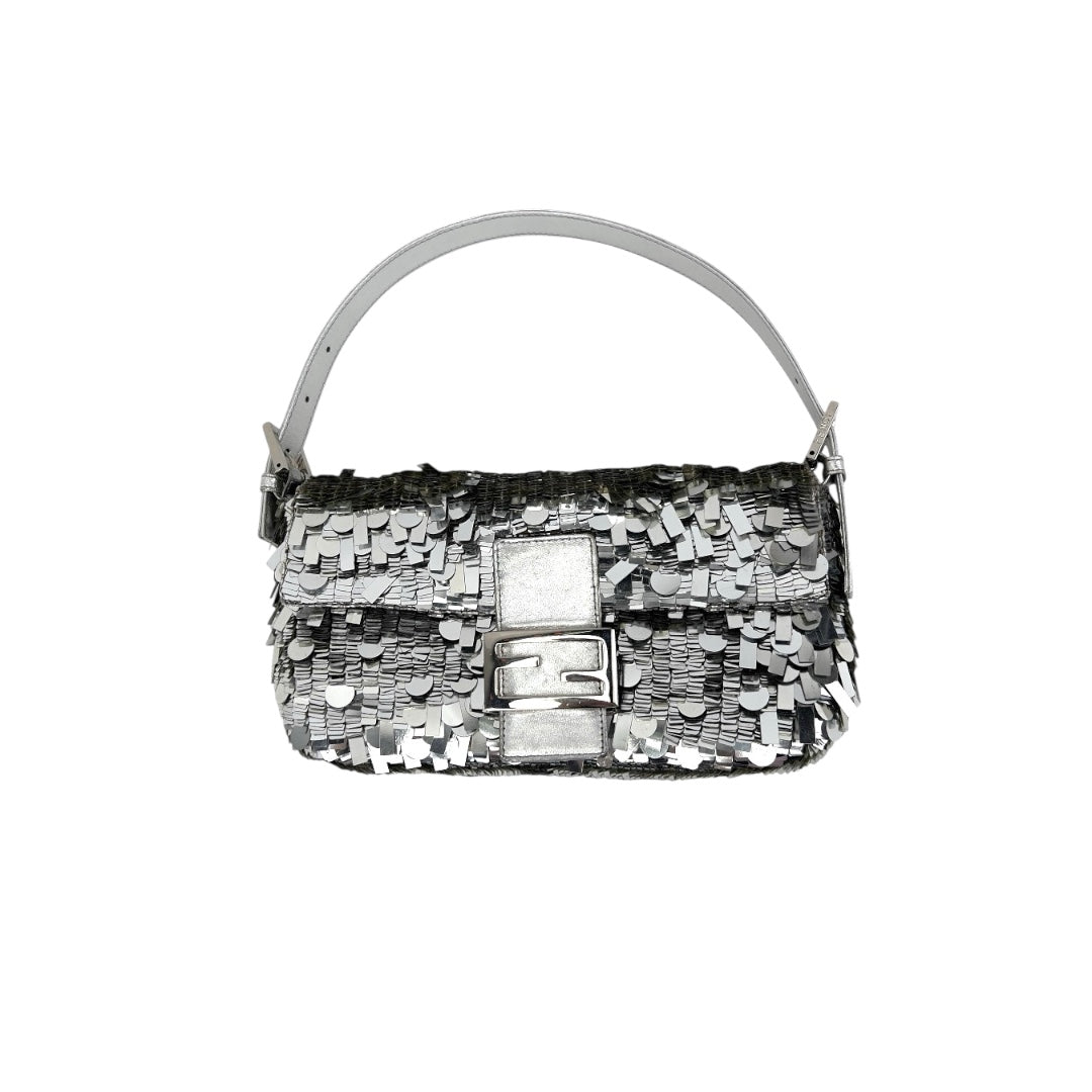 Vintagr Fendi silver sequin baguette