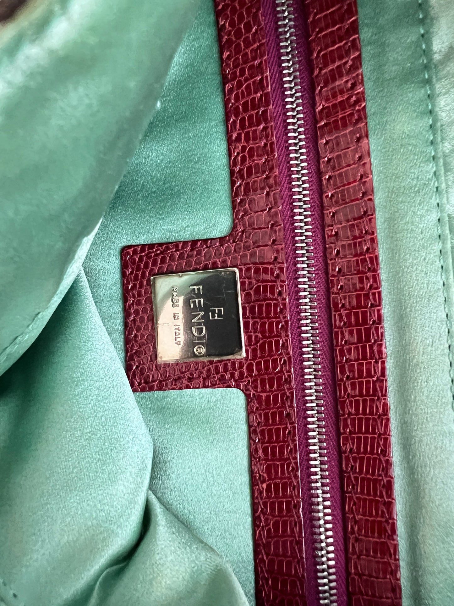 Fendi mamma size deep ocean beaded baguette