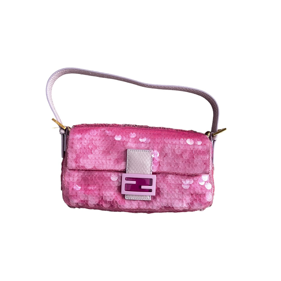 Iconic Fendi Pink sequin baguette