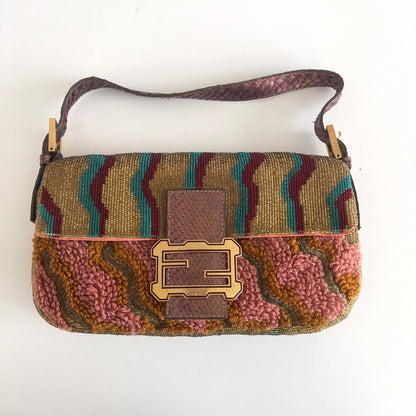 Ultra Rare Vintage Fendi Beaded Embroidered Baguette
