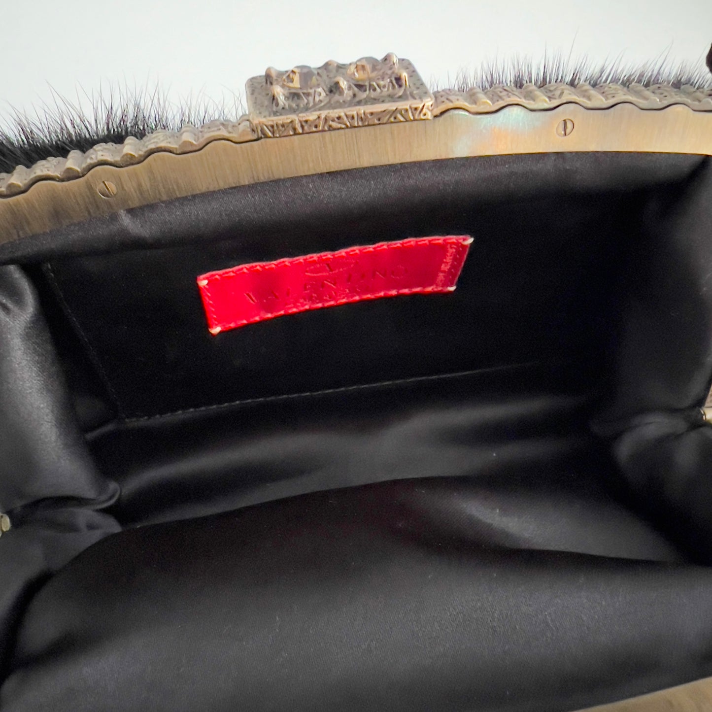 Vintage Valentino Black Mink Fur Evening Bag