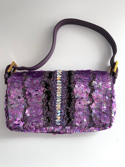 Fendi purple sequin baguette