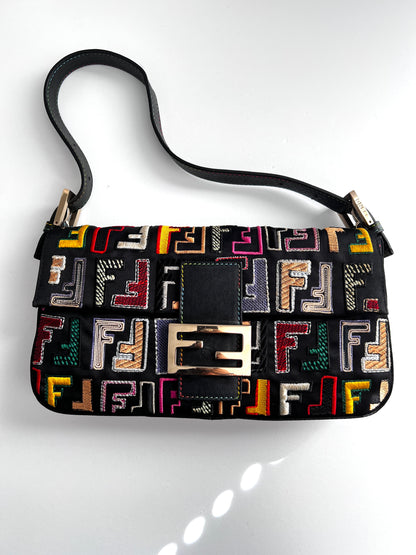 Fendi multicolored F embroidered baguette