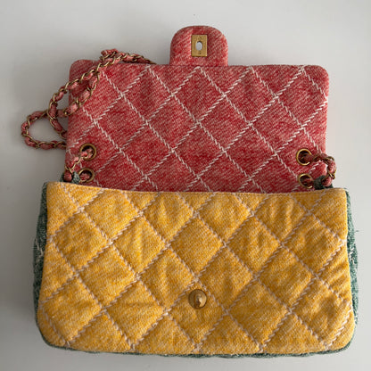 Chanel Multi Jumbo Multicolor Quilted Jersey Ultimate Stitch Flap Multiple colors