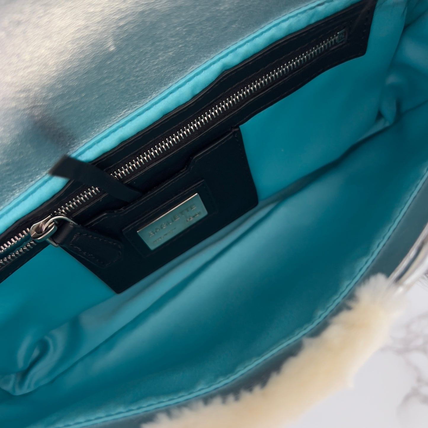 Fendi Angry Bird Python & Fur Baguette