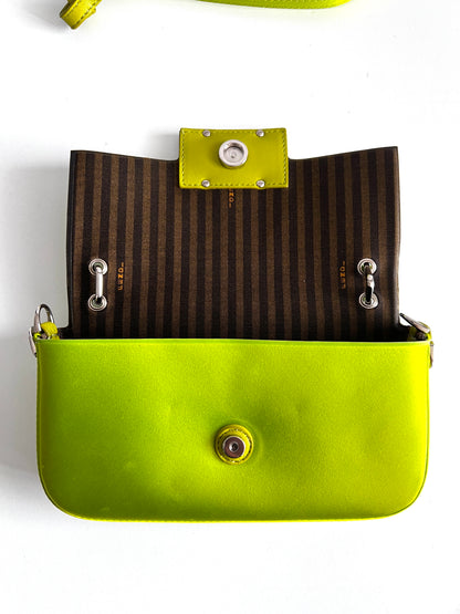 Fendi neon green satin bag