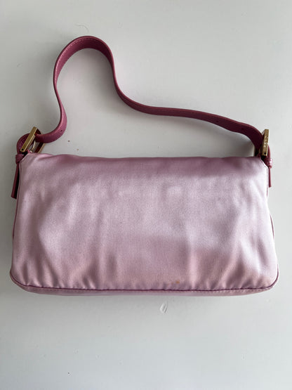 Fendi pink satin baguette