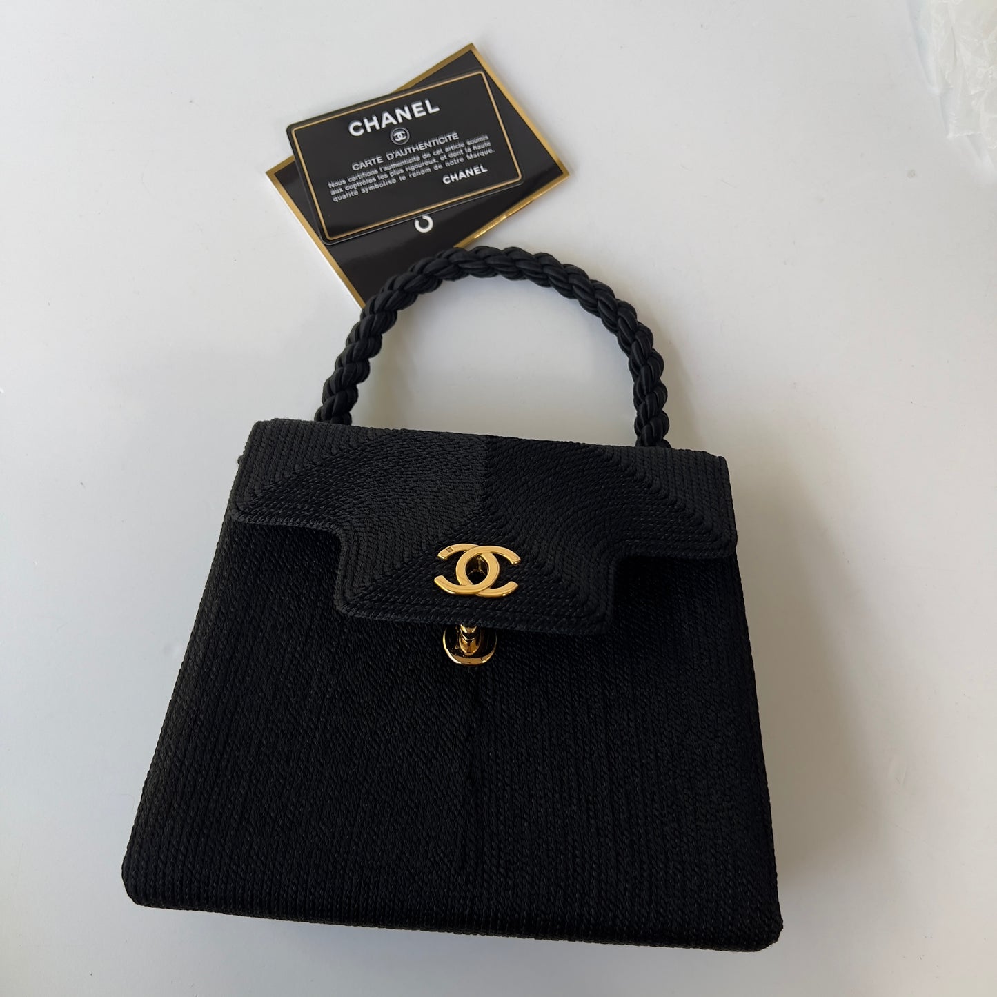 Vintage Chanel Silk Rope Mini Kelly Flap Bag 24K GHW 1997