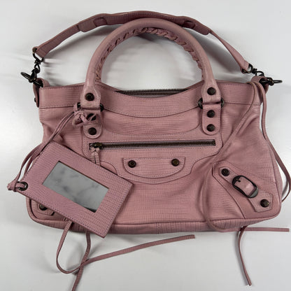 Balenciaga 10th Anniversary Pink Lizard Embossed First Bag