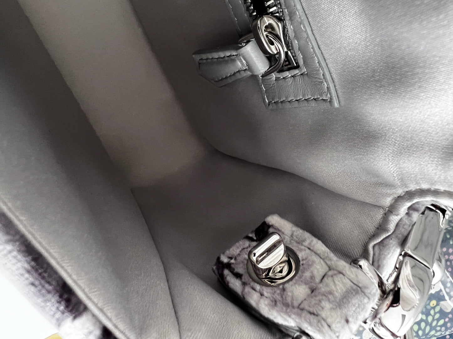 Fendi marble print sequin magnetic buckle baguette