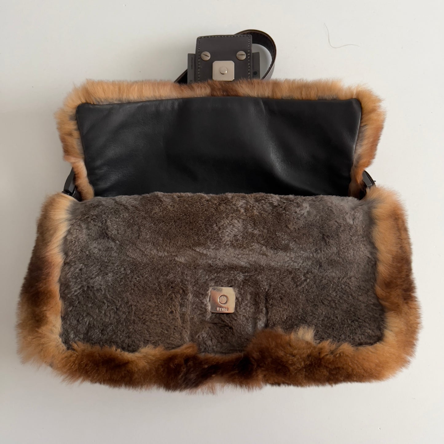 Vintage Fendi Brown & Gray Fur Baguette