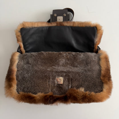 Vintage Fendi Brown & Gray Fur Baguette