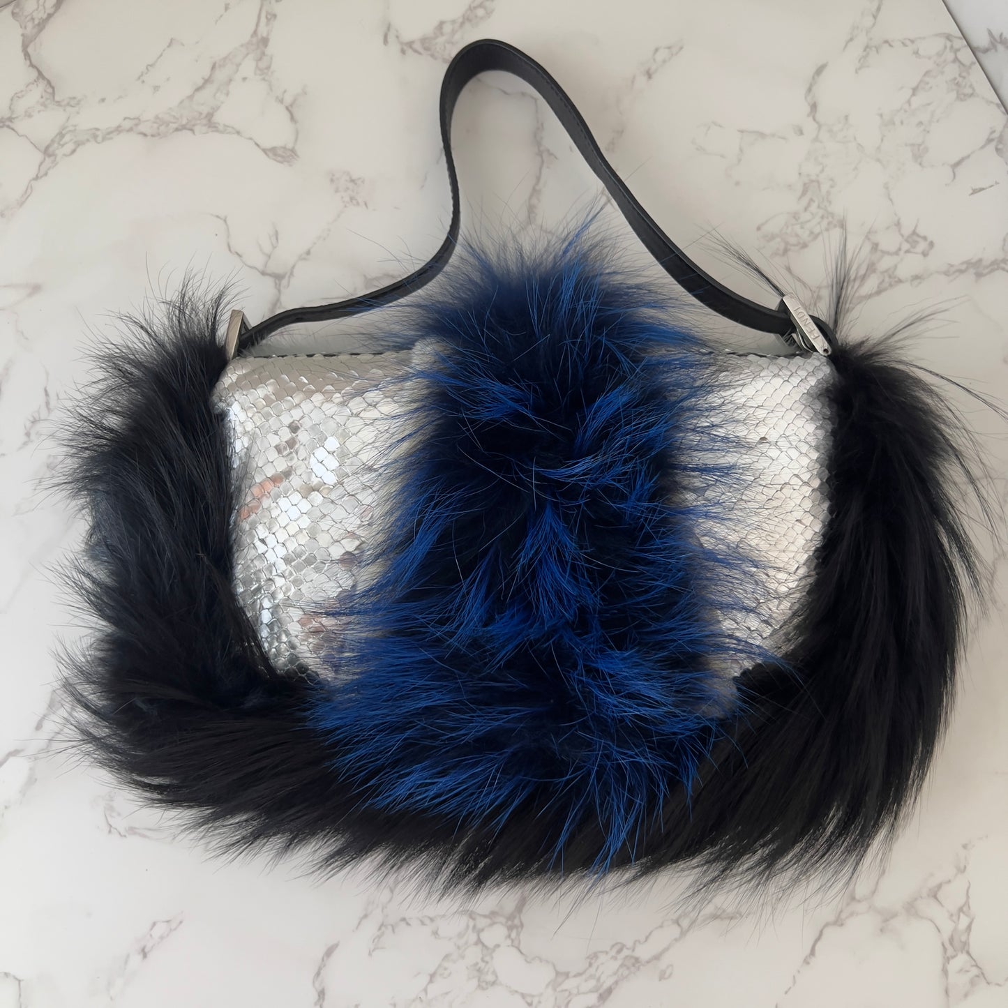 Fendi Angry Bird Python & Fur Baguette