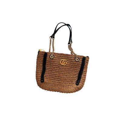 Gucci medium size GG Mormont Raffia woven tote