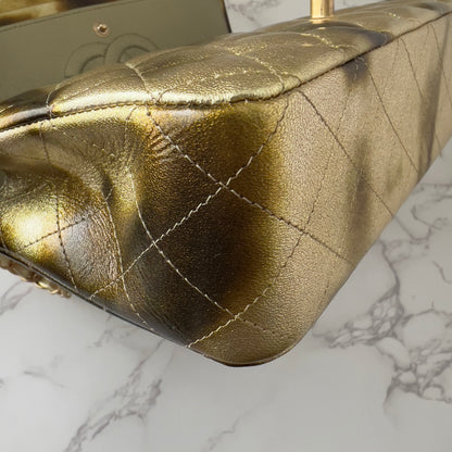 Chanel Classic Double Flap Medium Bag Calfskin Gold Metallic
