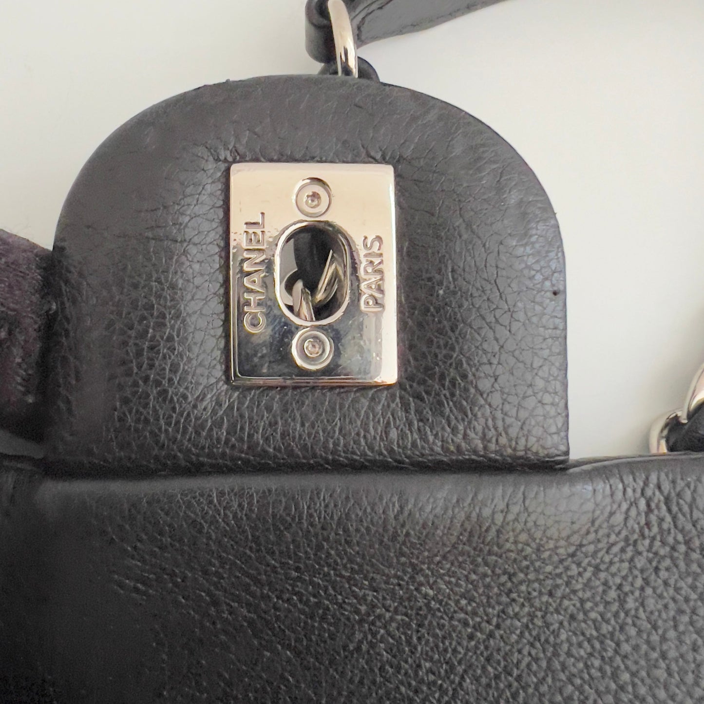 Chanel Calfskin Studded Chevron Medium Stud Wars Flap Black