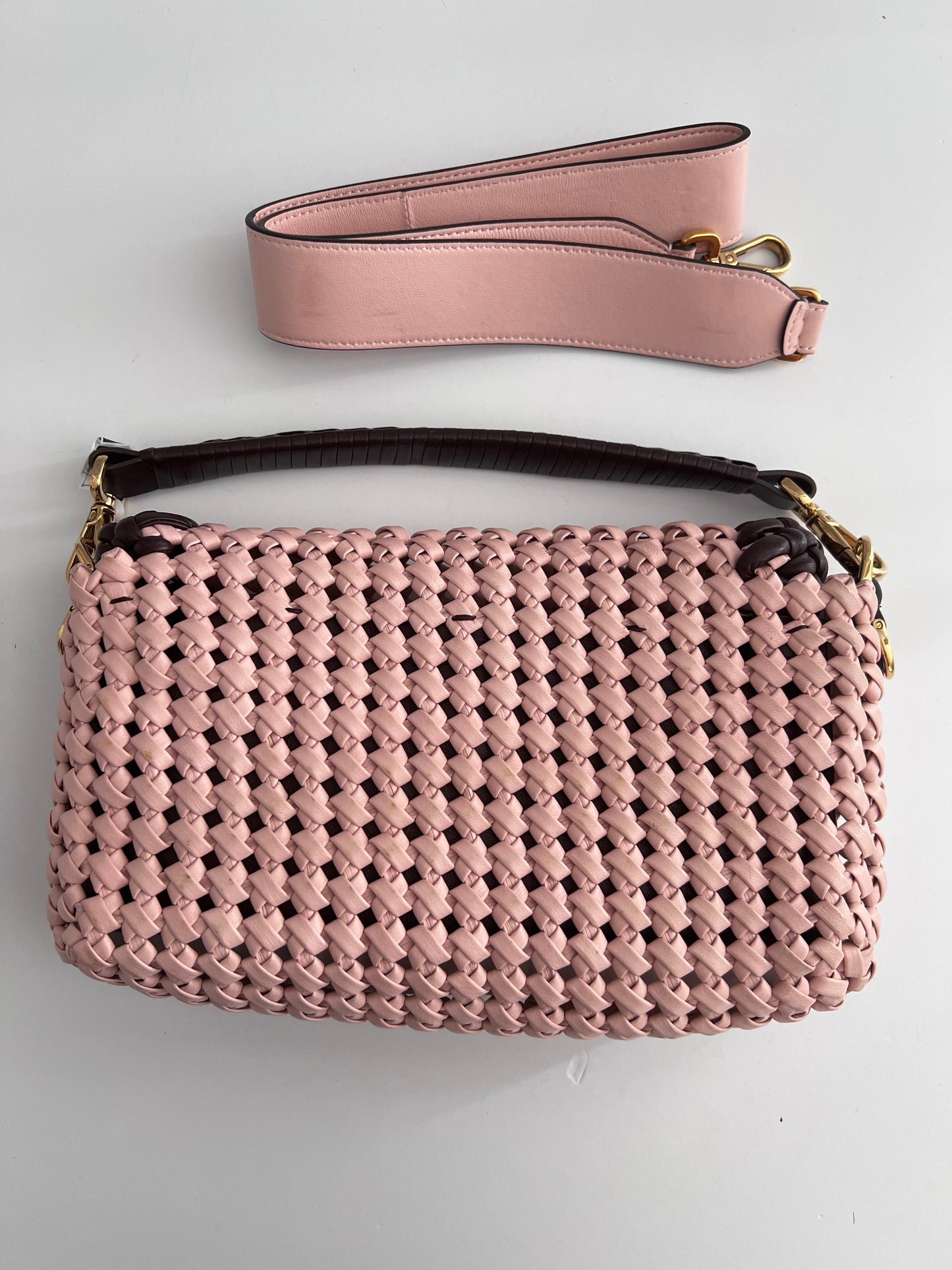 Fendi leather woven baguette
