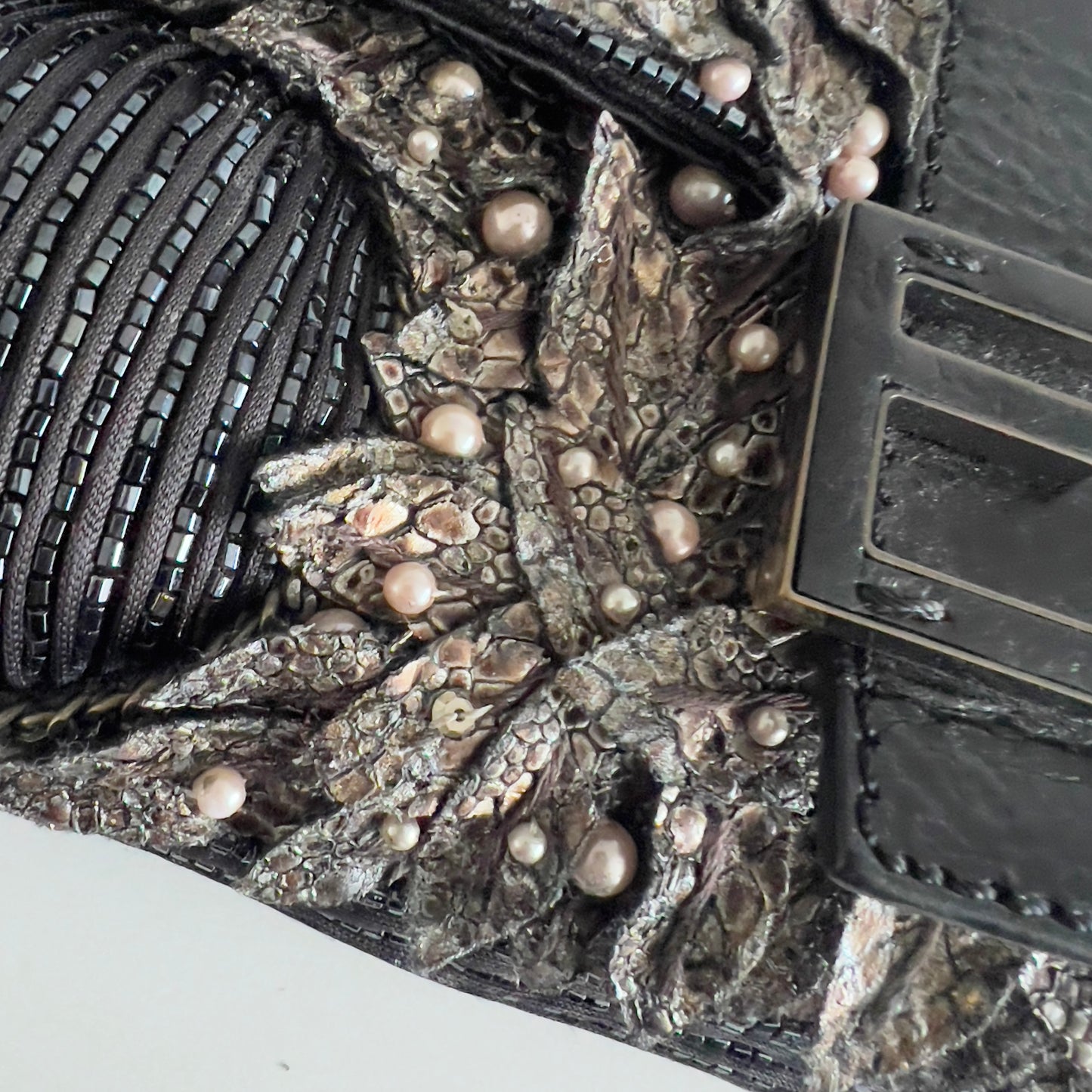 Vintage Fendi Deep Jungle Beaded Embroidery Baguette