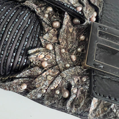 Vintage Fendi Deep Jungle Beaded Embroidery Baguette