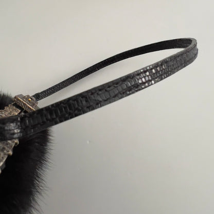 Vintage Valentino Black Mink Fur Evening Bag