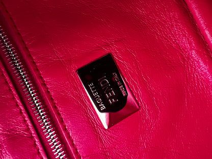 Fendi raspberry pink shearling baguette