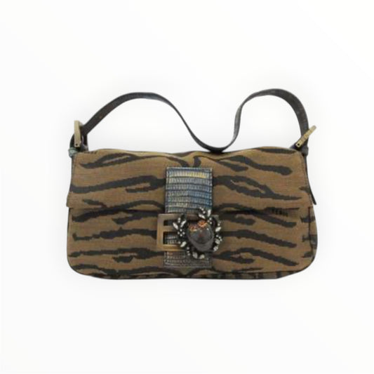 Vintage Fendi Zebra Print Crab buckle baguette