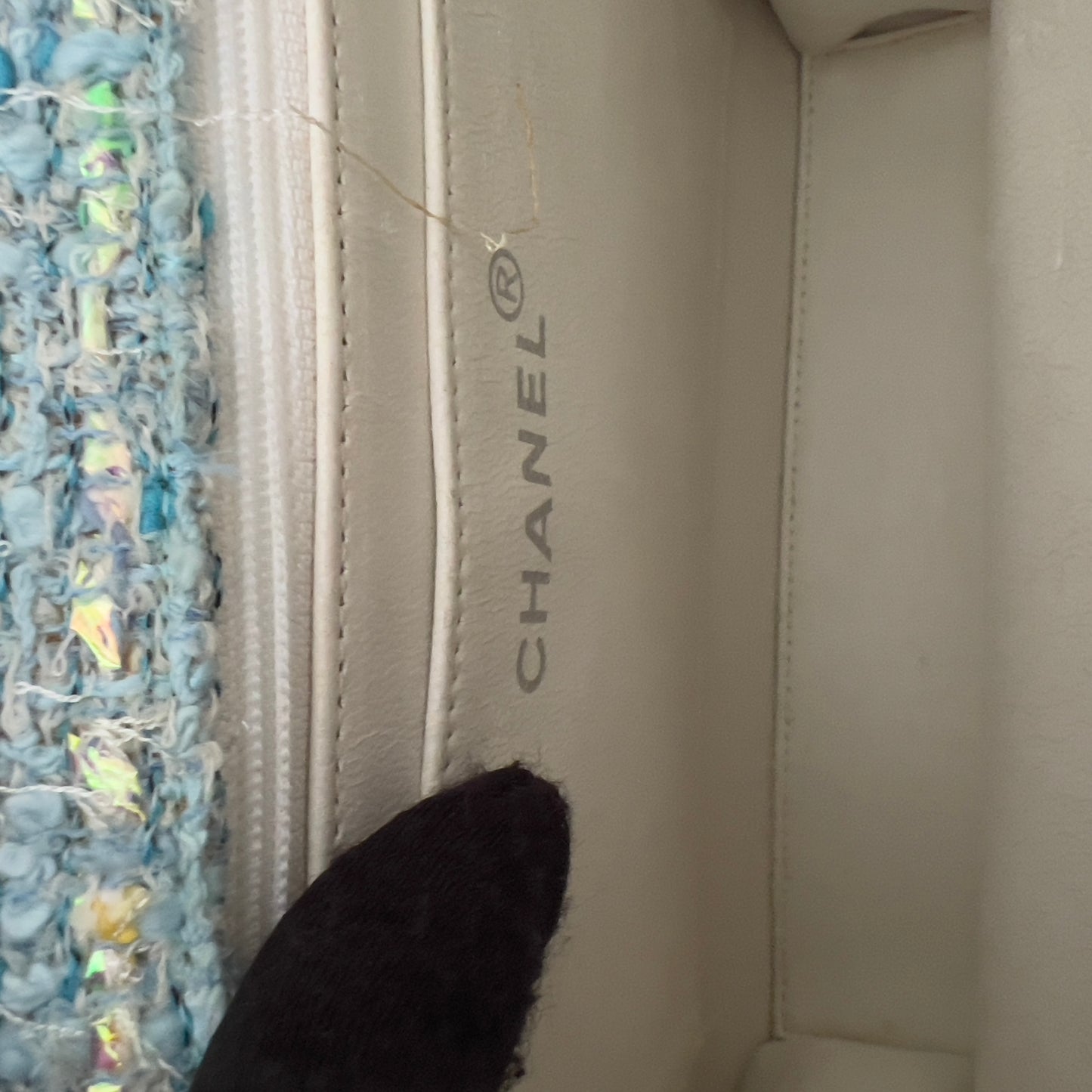Vintage Chanel CC Confetti Tweed with flap Blue