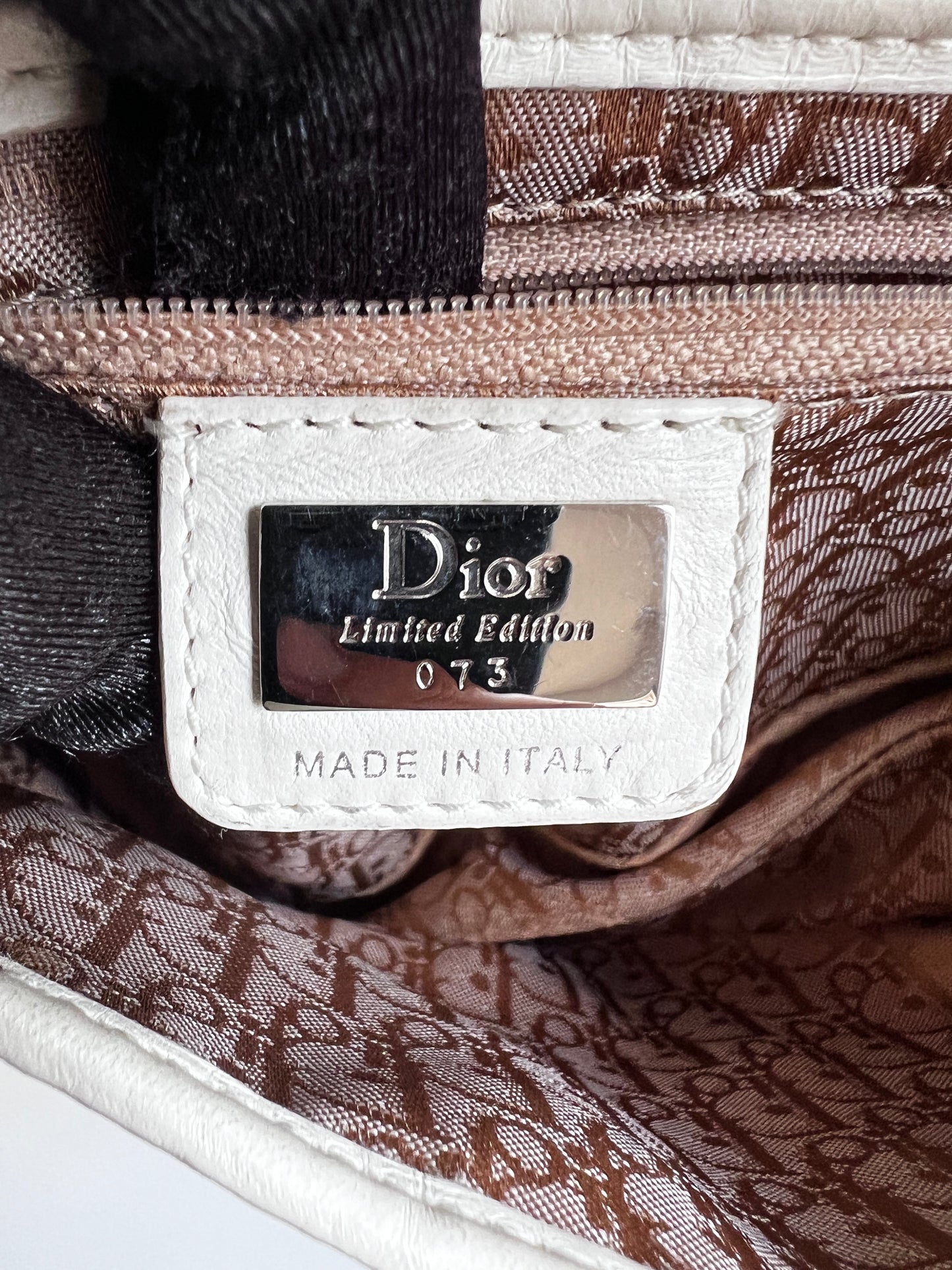 Dior limited edition white floral  canva saddle bag