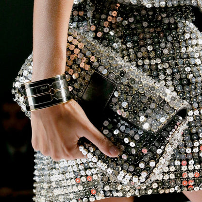 Fendi 3D Silver Sequin Baguette