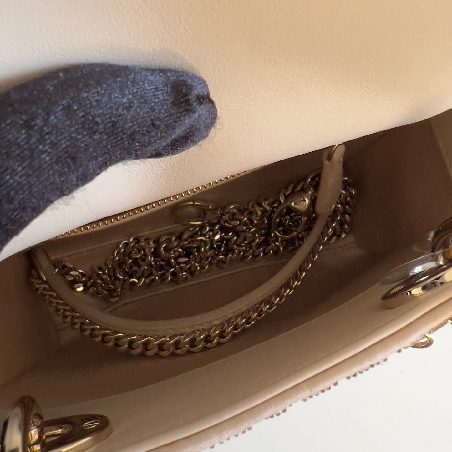 Dior Mini Tan Beaded Ladydior Bag