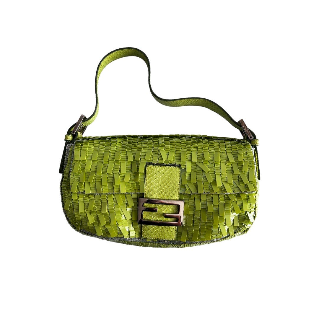 Vintage Fendi lime Sequin baguette