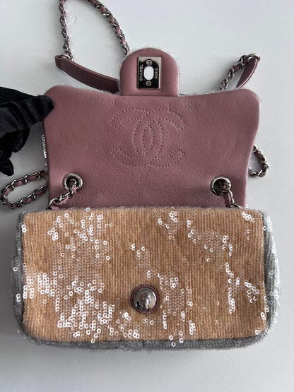 Chanel waterfall sequin mini rectangular flap bag