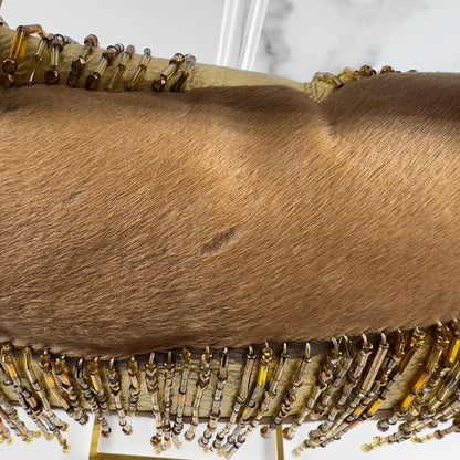 Vintage Fendi Pony Hair Beaded Fringes Baguette