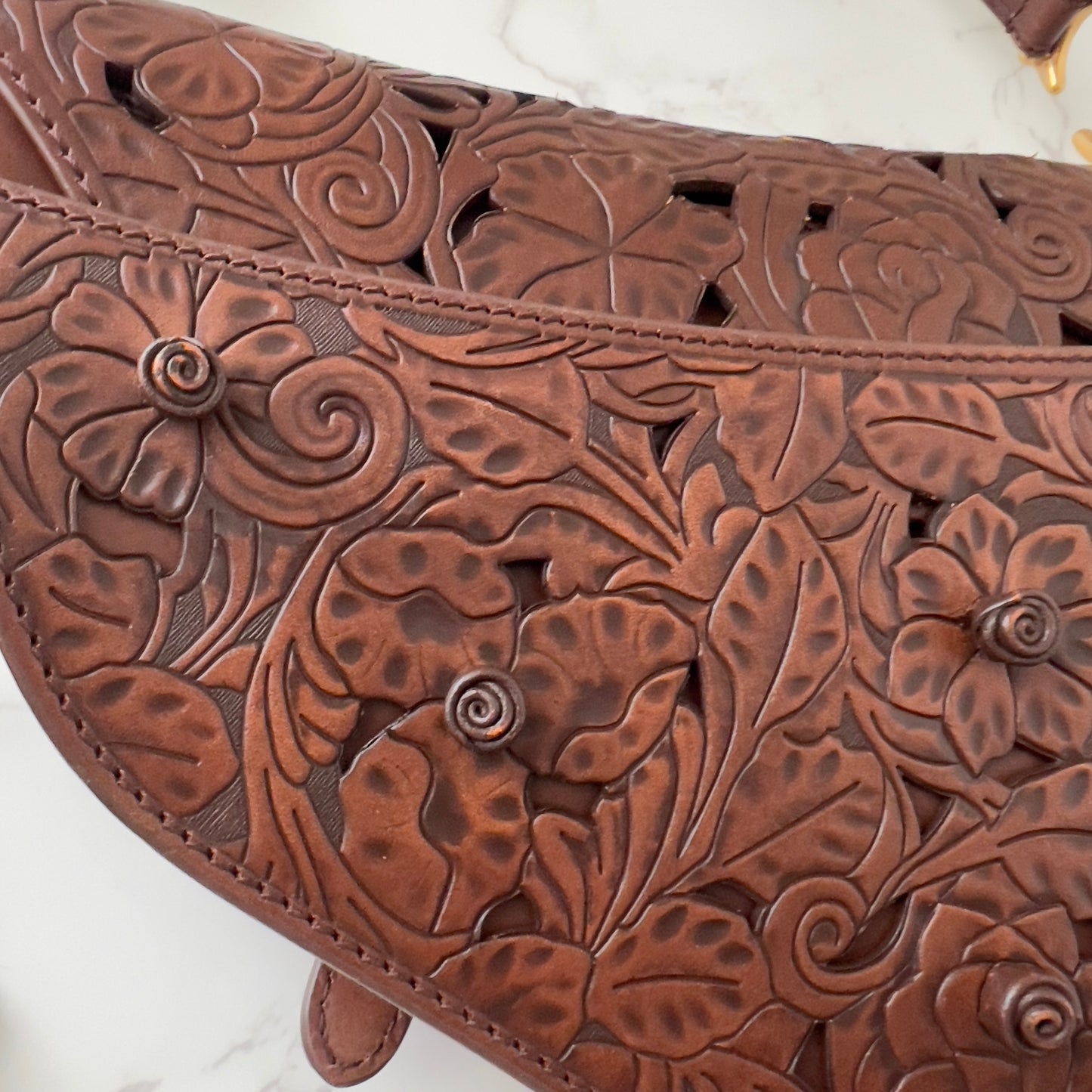 Dior Laser-Cut Floral Leather Saddle