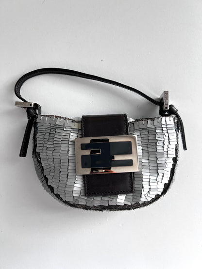 Vintage Fendi silver sequin croissant bag