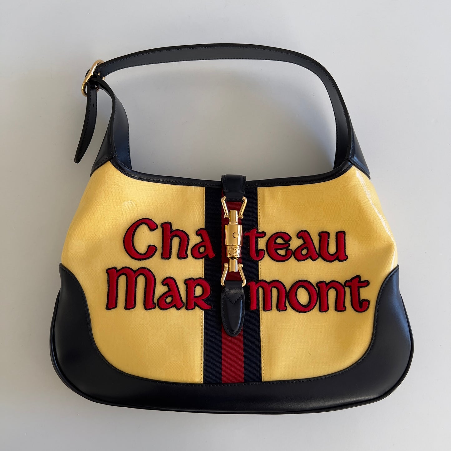 Gucci Chateau Marmont Jackie Hobo Embroidered GG Coated Canvas Small