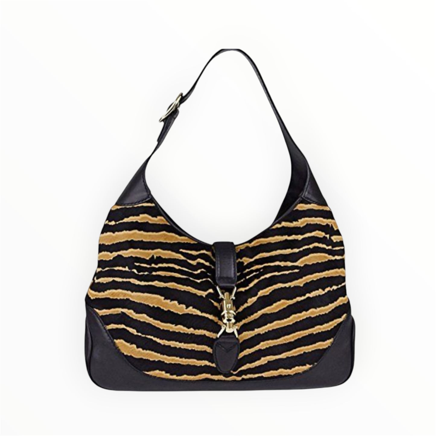 Gucci Tiger Stripe Pony Hair Medium Jackie Hobo Bag
