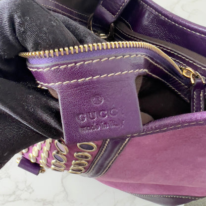Vintage Gucci Suede Studded Jackie O Bouvier Hobo Purple