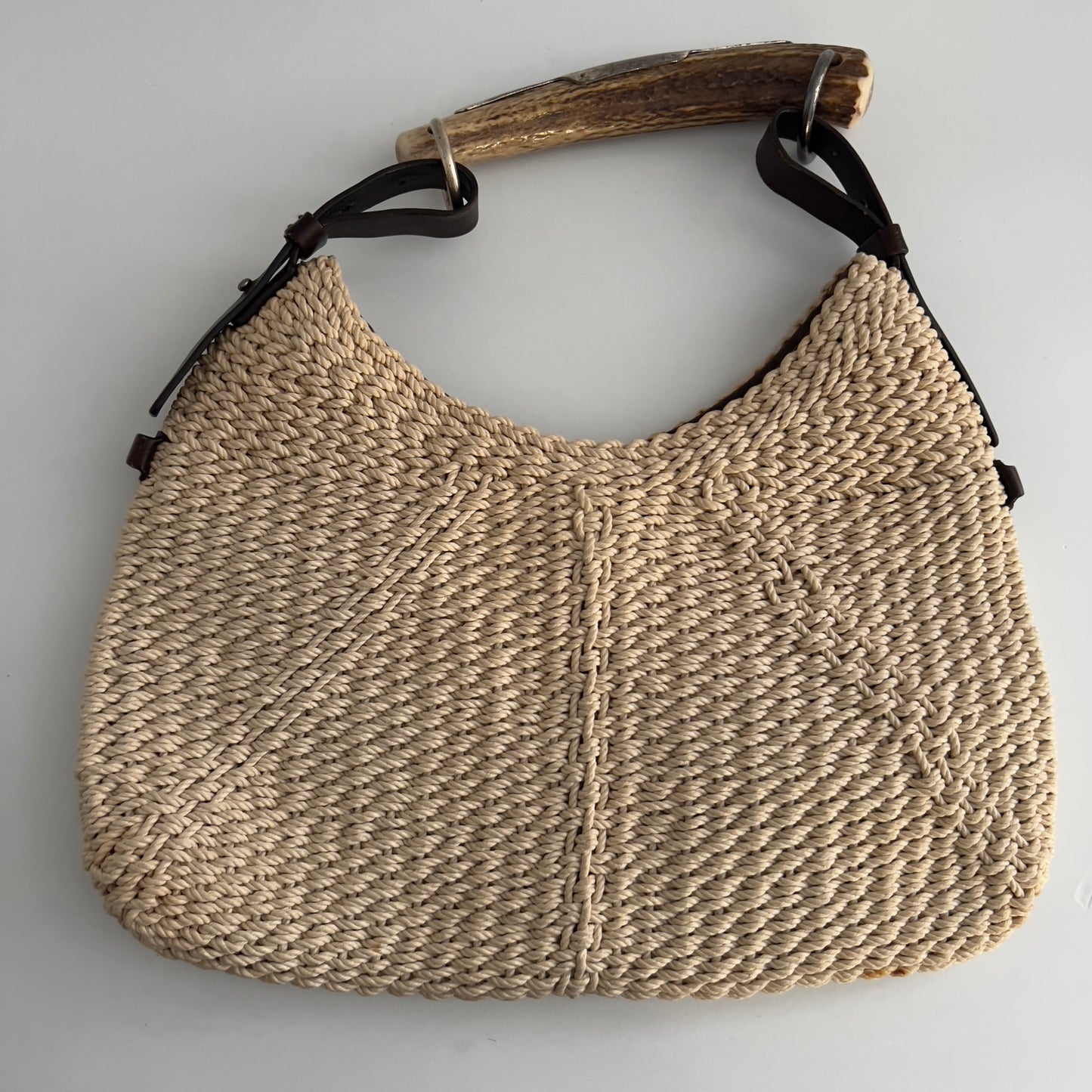 Vintage YSL Beige Raffia Mombasa Bag