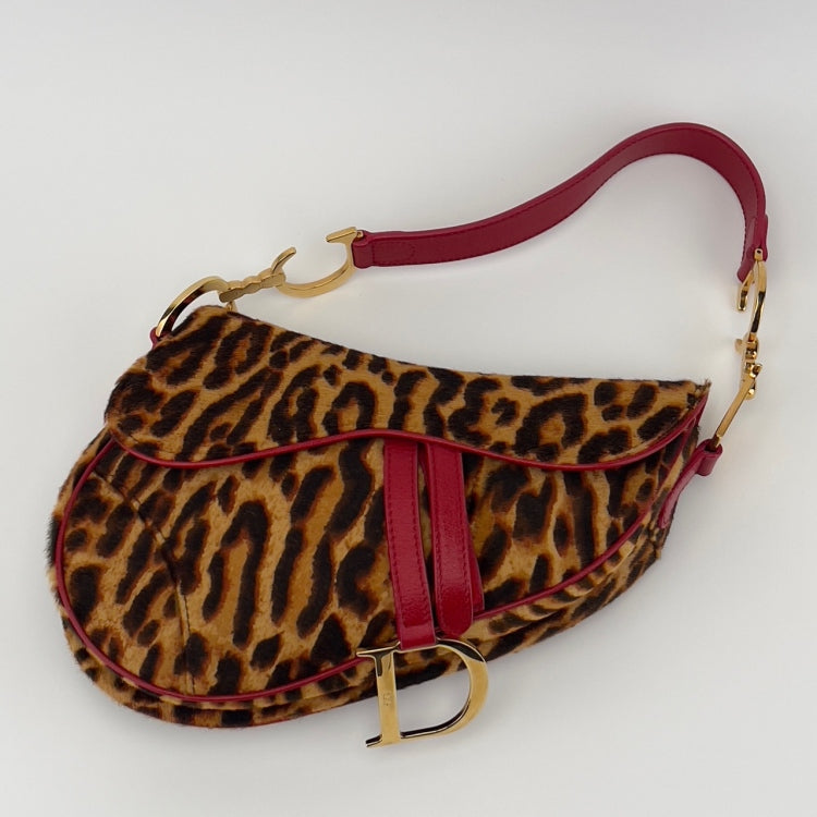 Vintage Dior cheetah pony hair saddle bag 
-img