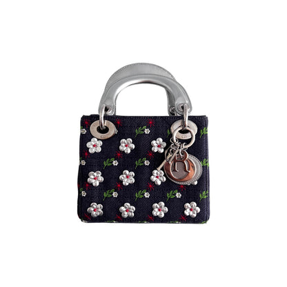 Dior mini denim floral lady Dior bag