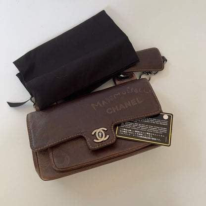 Vintage Chanel Brown Leather Graffiti Coco No 5 Bag