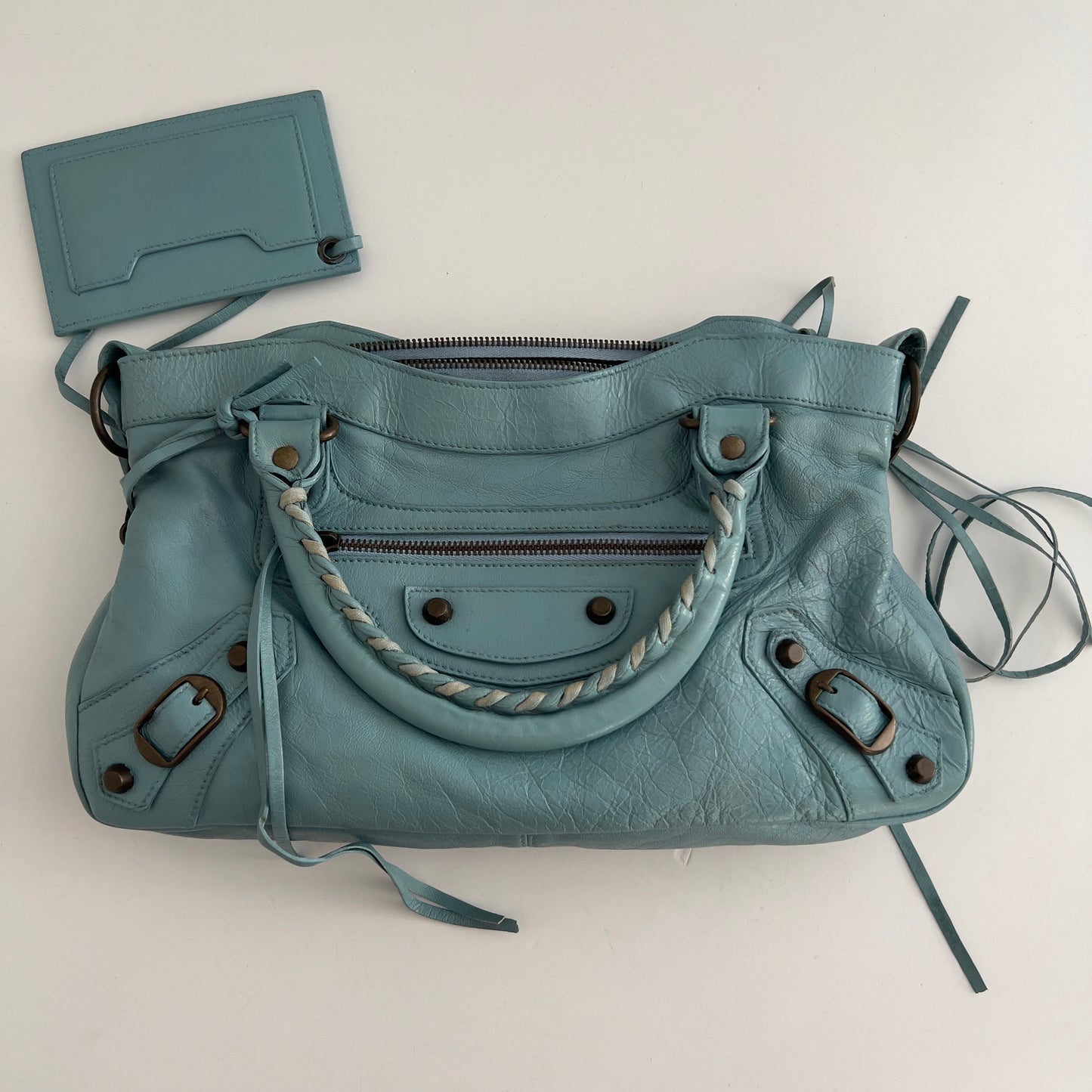 Vintage Balenciaga Light Blue First Bag 925 silver hardware