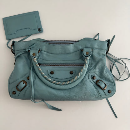 Vintage Balenciaga Light Blue First Bag 925 silver hardware
