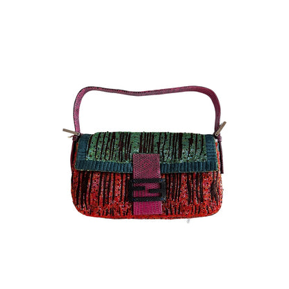 Fendi multicolor beaded embroidered baguette