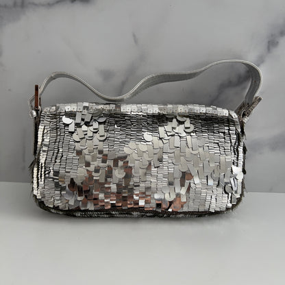 Vintage Fendi silver sequin baguette