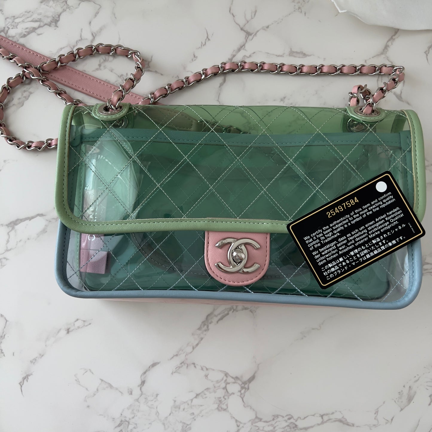 Chanel 18S Coco Splash Pastel Rainbow PVC Medium Flap Bag