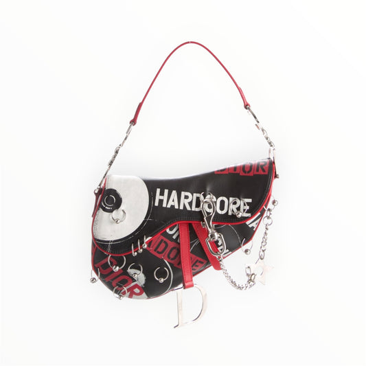 Vintage Dior Hardcore Pierced Saddle Bag Black & Red